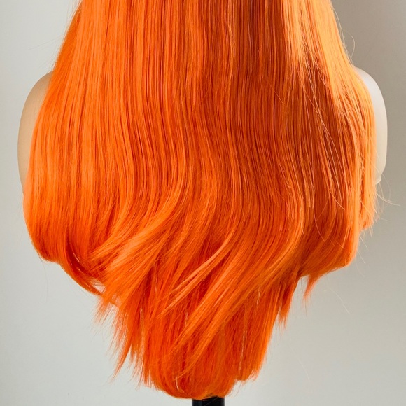 Orange “Put On & Go” Synthetic Event Wig with Bangs  🎃 NO FURTHER DISCOUNT - Picture 11 of 11